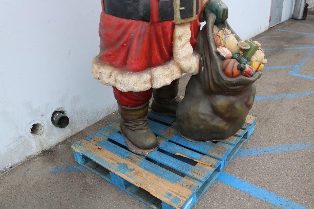 Large Fiberglass Santa Claus With Gift Bag