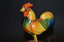 Vintage Wind Up Tin Crowing Rooster Toy