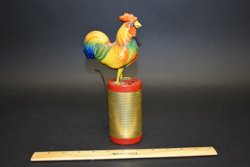 Vintage Wind Up Tin Crowing Rooster Toy