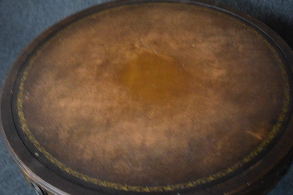 Antique Leather Top End Table