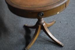 Antique Leather Top End Table