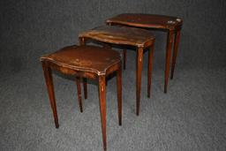 Leather Top Nest Of Three Tables