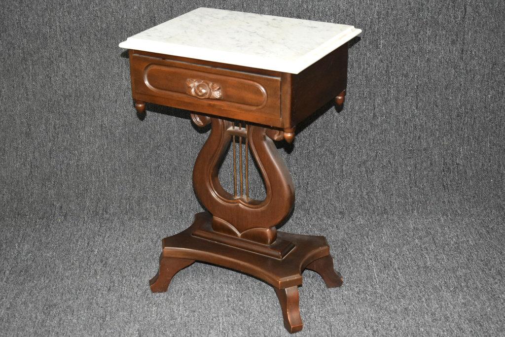 Antique Marble Top Harp Table