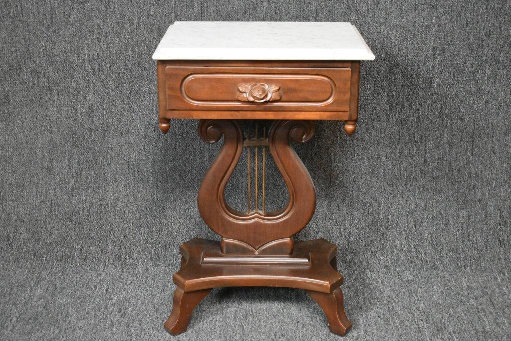 Antique Marble Top Harp Table
