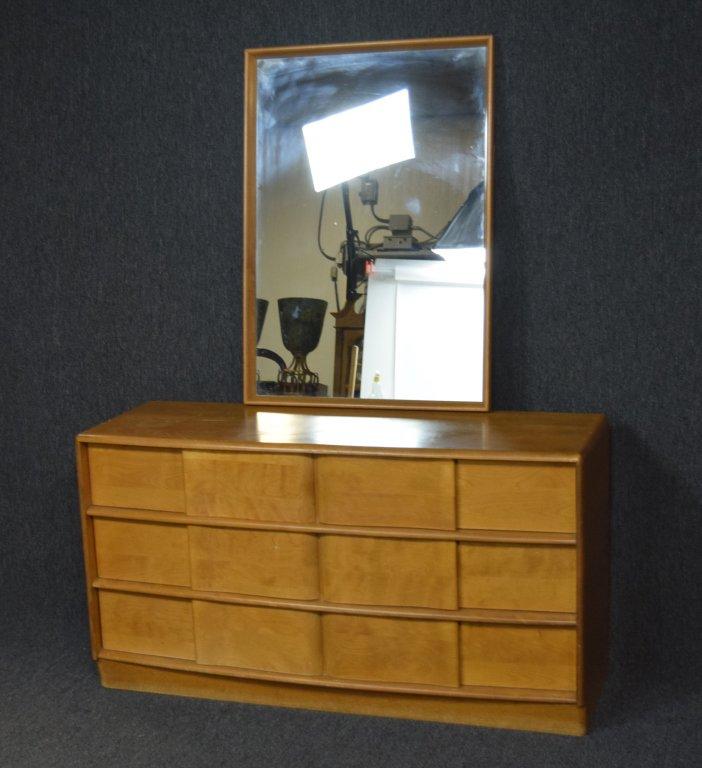 Mid Century 6 Drawer Dresser With Wall Mirror