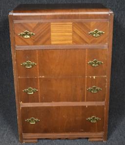 Art Deco High Boy Waterfall Chest