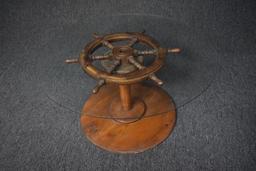 Ships Wheel With Brass Hub Coffee Table