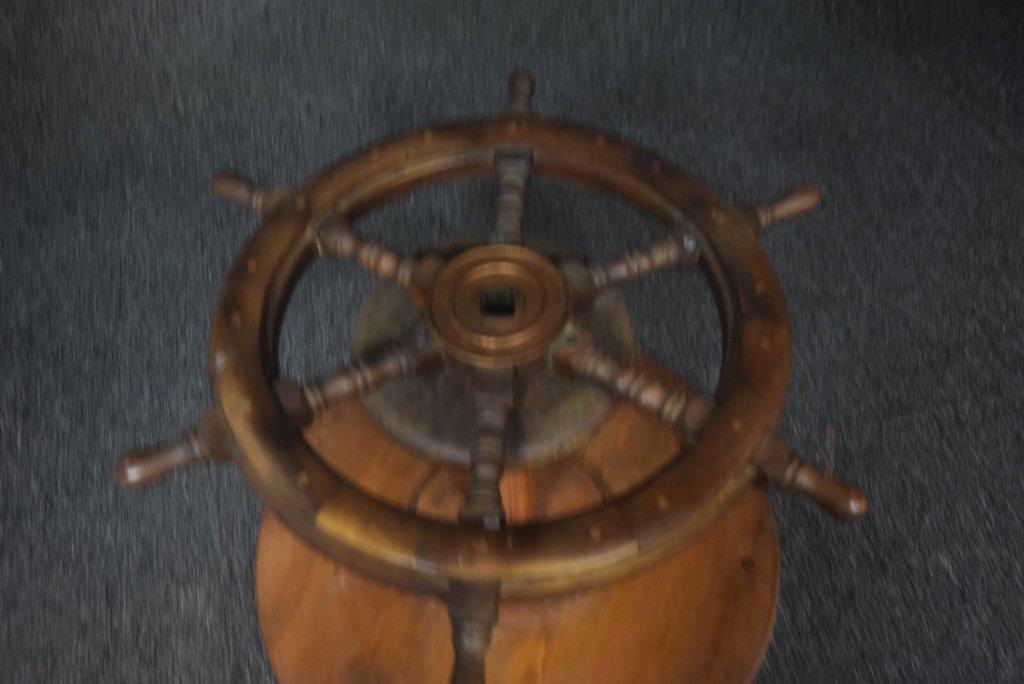 Ships Wheel With Brass Hub Coffee Table