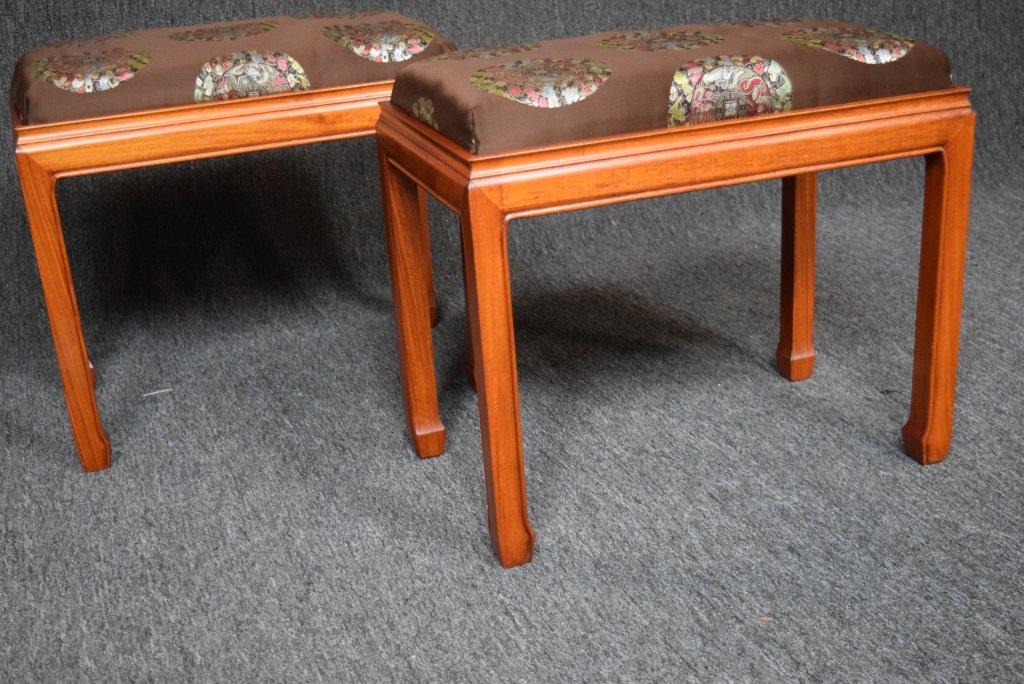 2 Carved Rosewood Foot Stools