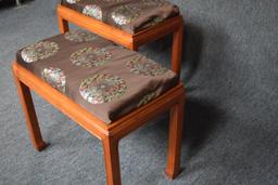 2 Carved Rosewood Foot Stools