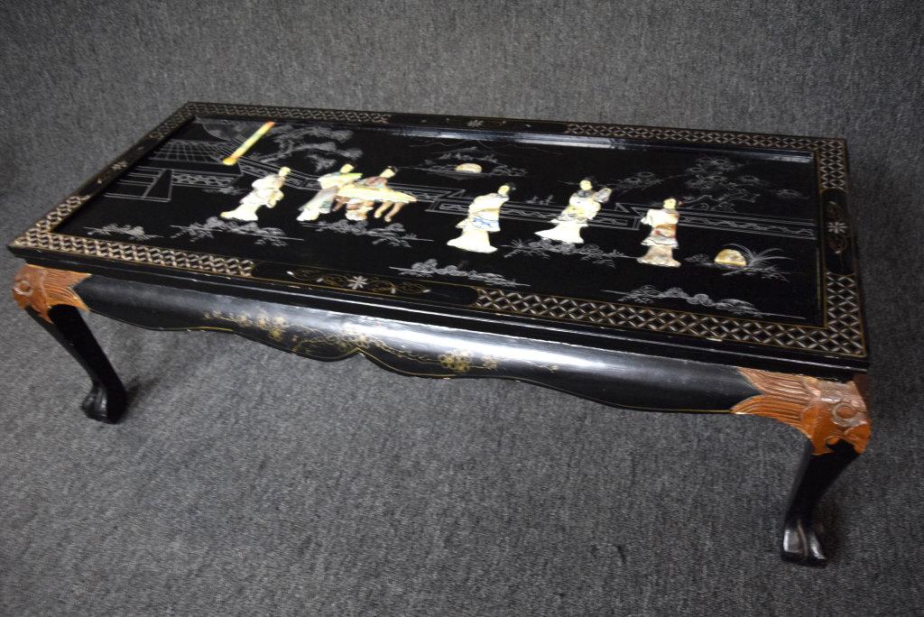 Black Lacquer And Mother Of Pearl Coffee Table