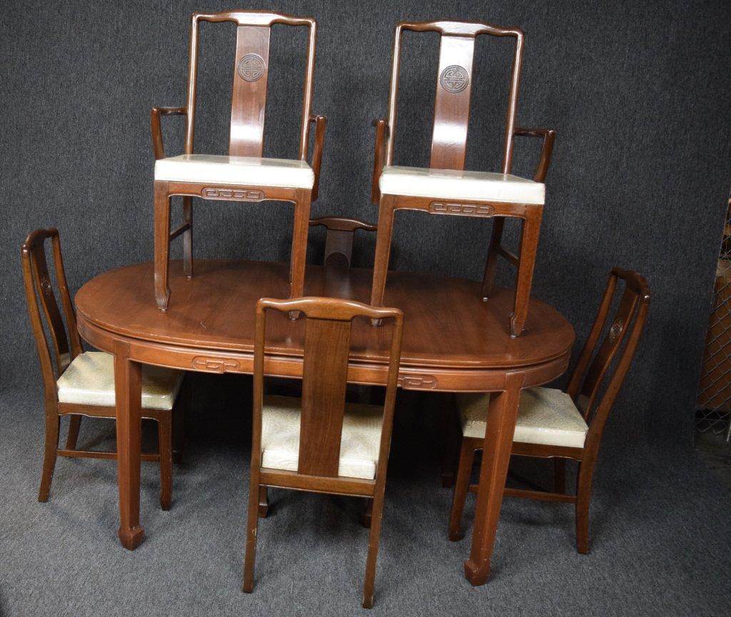 Carved Rosewood Table With 6 Chairs