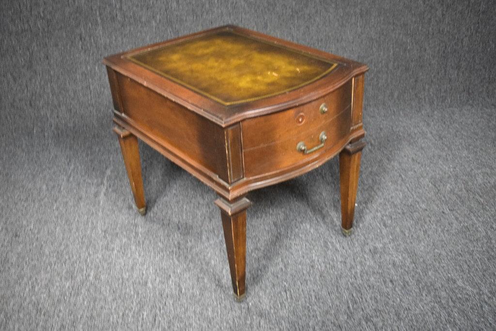 Vintage Leather Top End Table