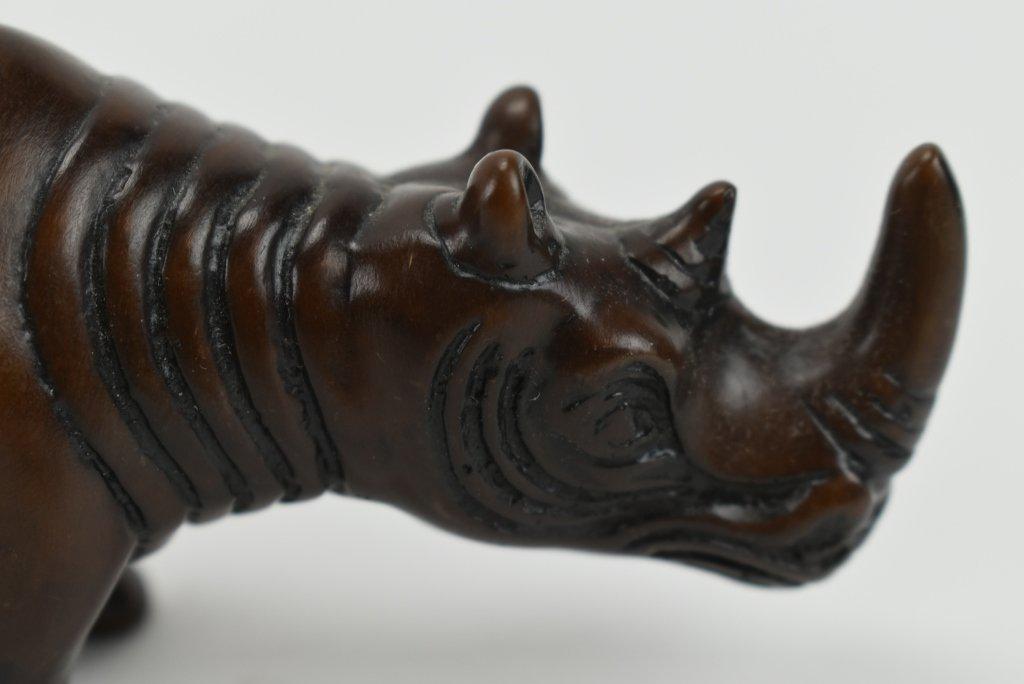 Hand Carved Rhinoceros Sculpture