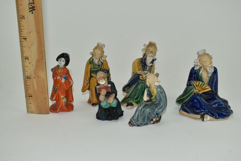 6 Vintage Hand Painted Oriental Figurines