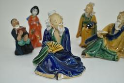 6 Vintage Hand Painted Oriental Figurines