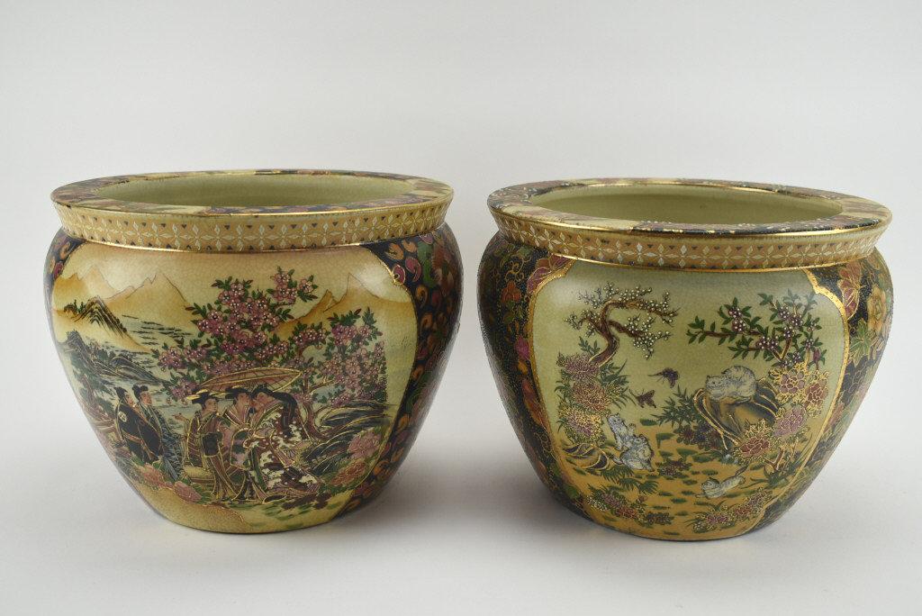 2 Hand Painted  Chinese Porcelain Planters