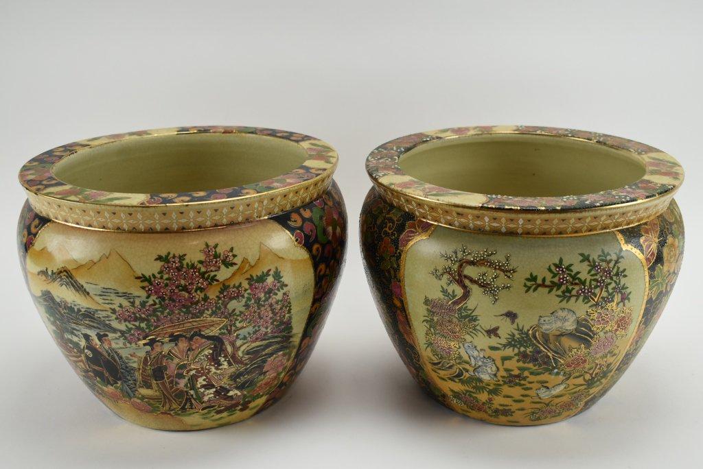 2 Hand Painted  Chinese Porcelain Planters