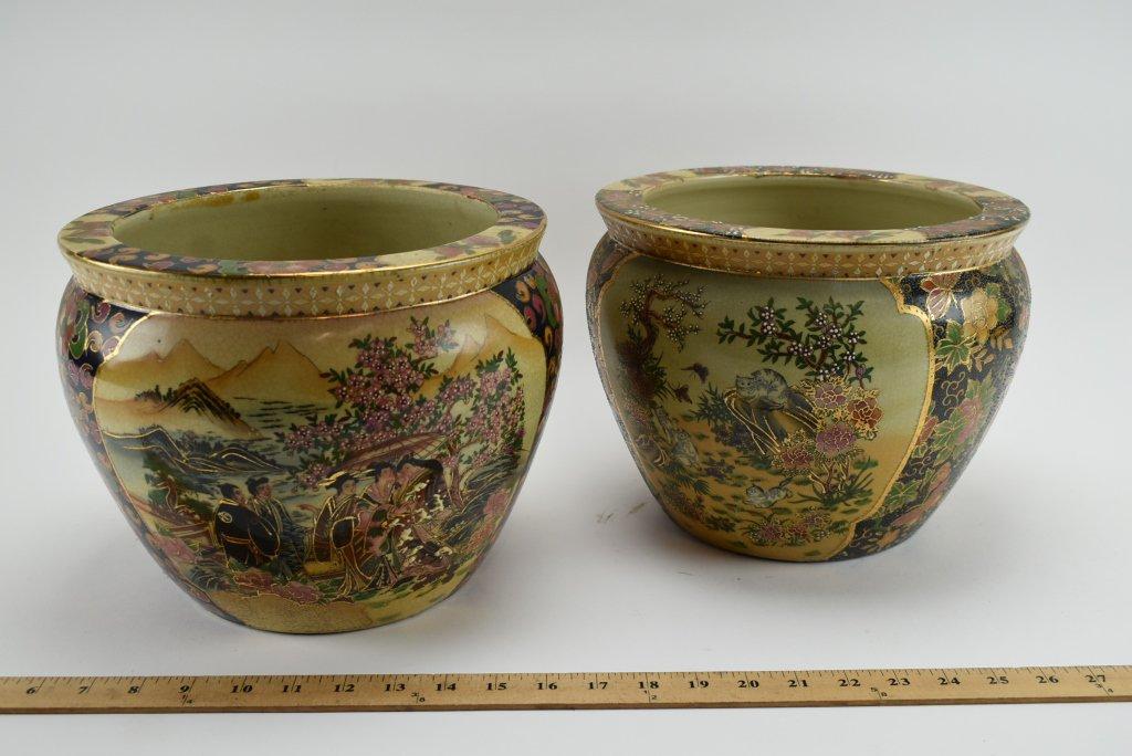 2 Hand Painted  Chinese Porcelain Planters