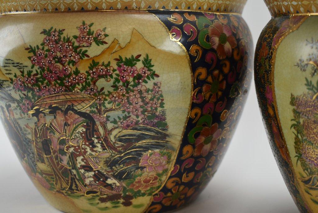 2 Hand Painted  Chinese Porcelain Planters
