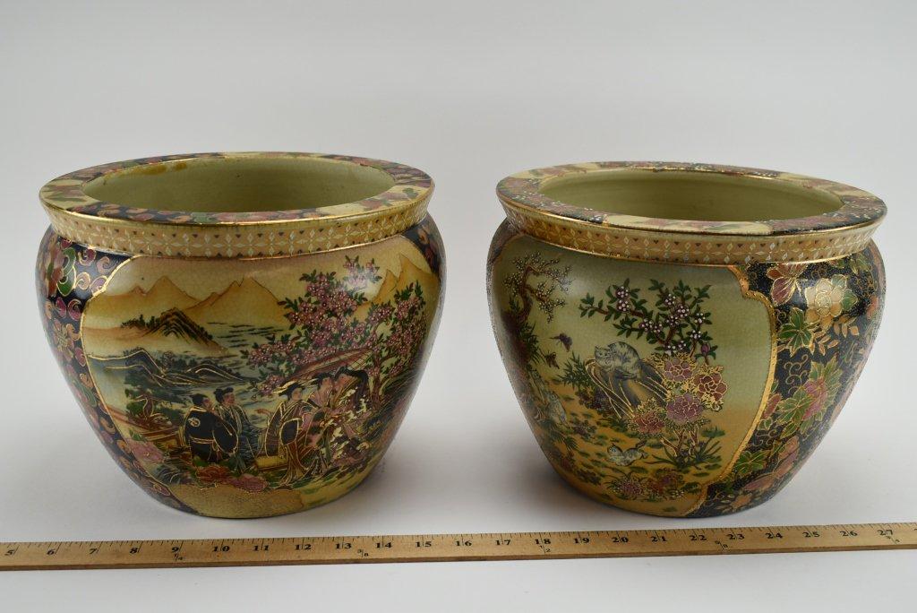 2 Hand Painted  Chinese Porcelain Planters