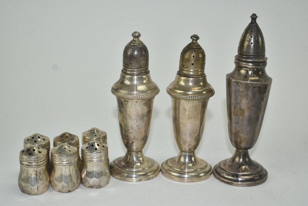 Collection Of Sterling Silver Vintage Shakers