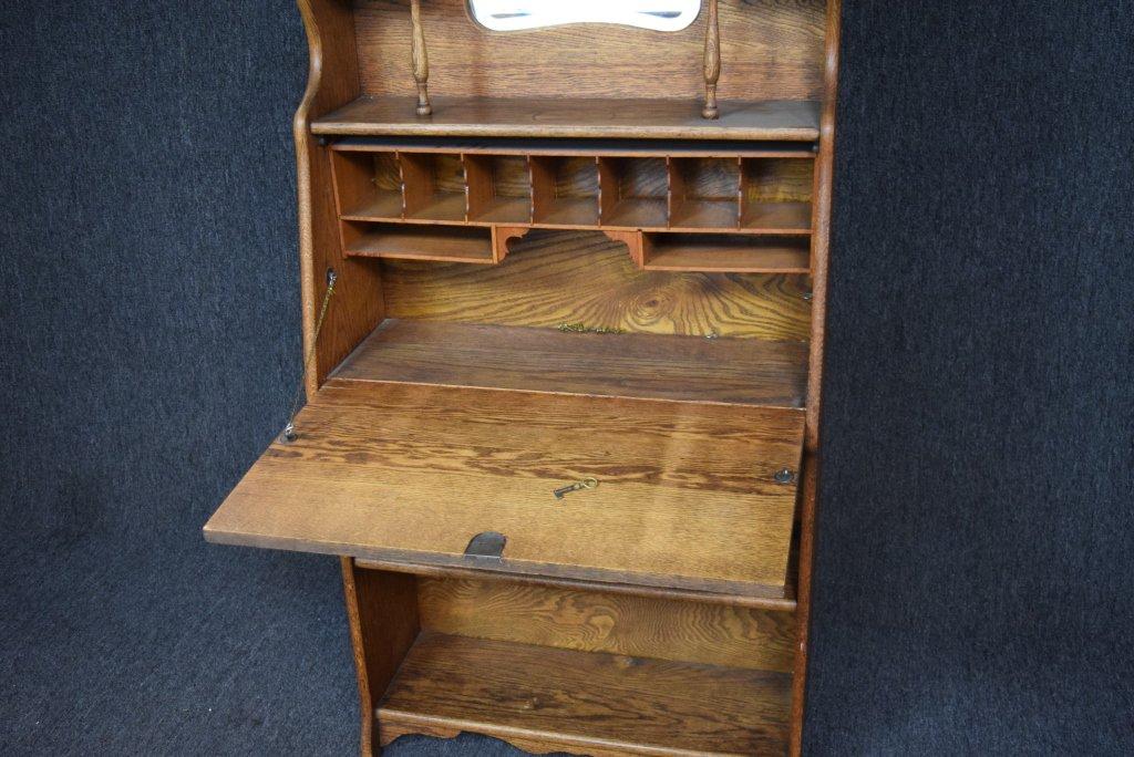 Antique Oak Drop Front Secretary Desk