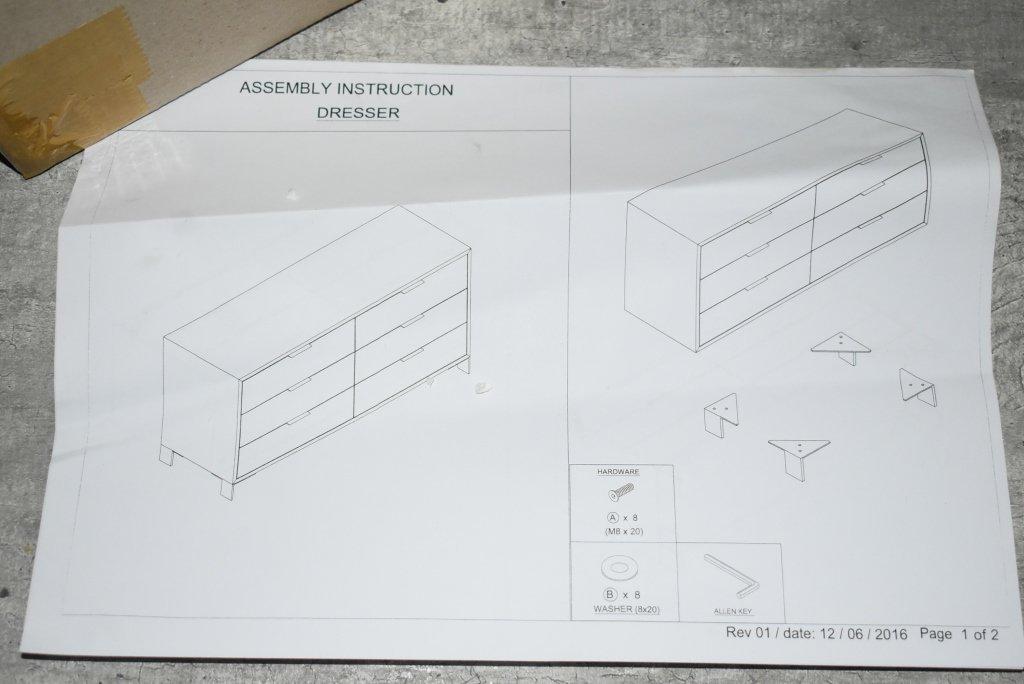 NEW Modern 6 Drawer Dresser