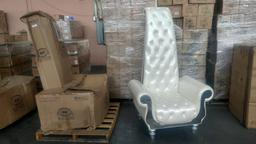 2 White Italian Leather Neo Classical Chairs