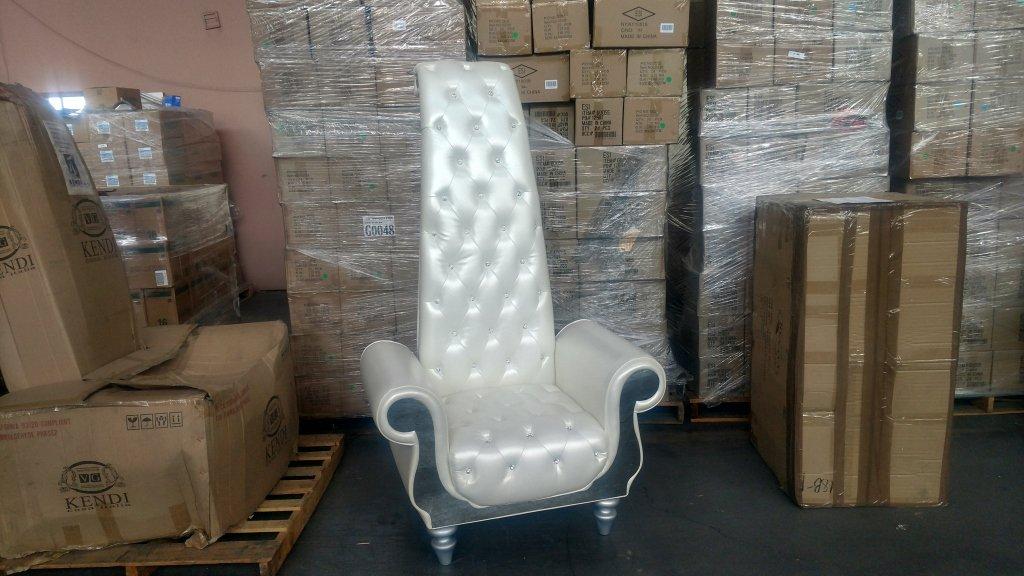 2 White Italian Leather Neo Classical Chairs