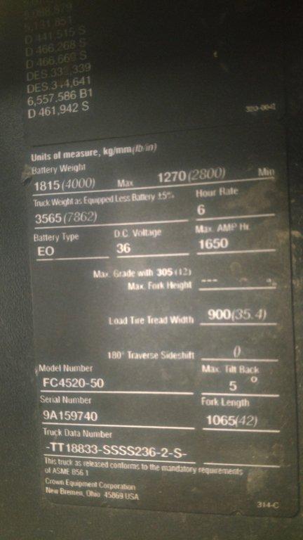 Crown FC Series Triple Mast Electric Forklift