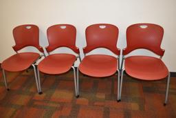 4 Red Herman Miller Caper Stack Chair's