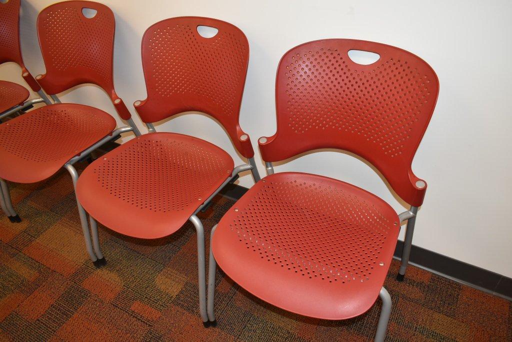 4 Red Herman Miller Caper Stack Chair's