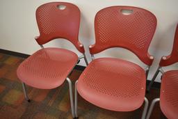 4 Red Herman Miller Caper Stack Chair's