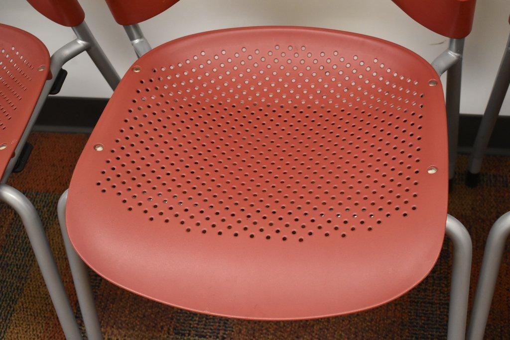 4 Red Herman Miller Caper Stack Chair's