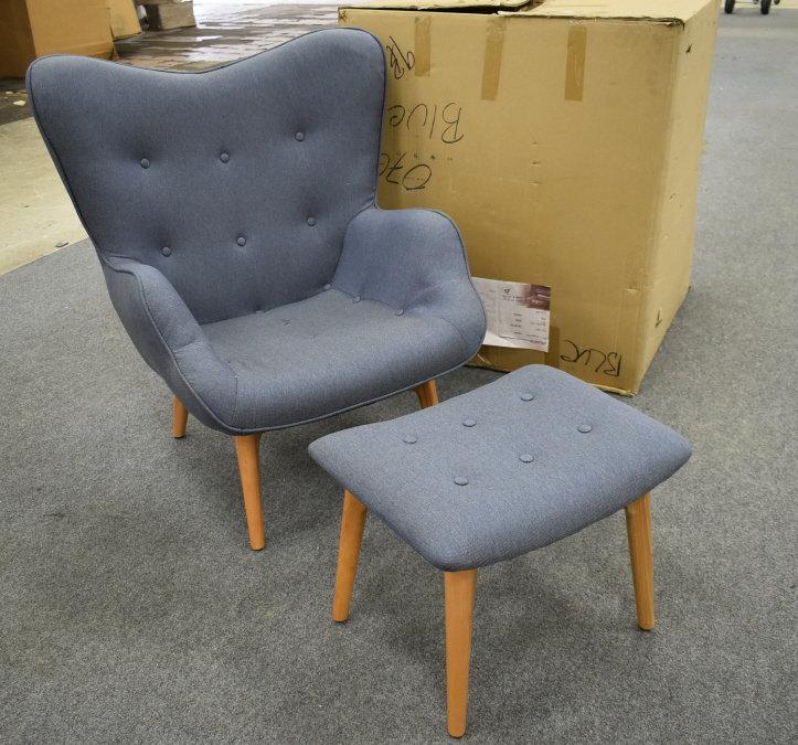 NEW Blue Divani Casa Modern Chair & Ottoman