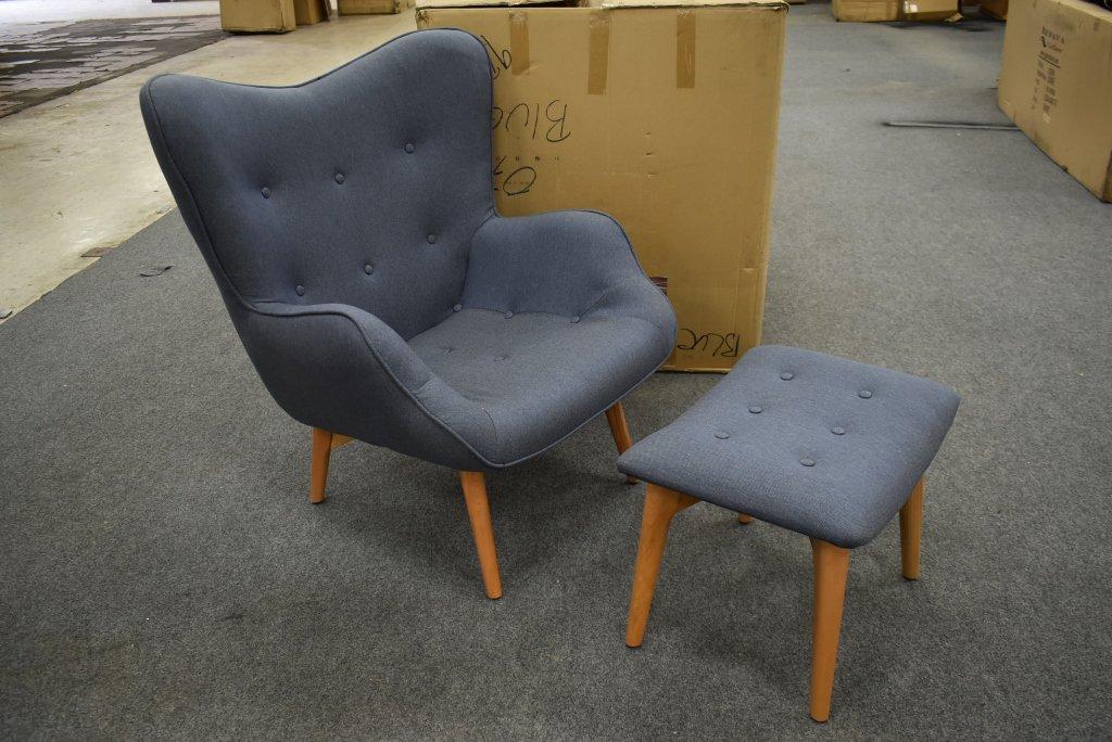 NEW Blue Divani Casa Modern Chair & Ottoman