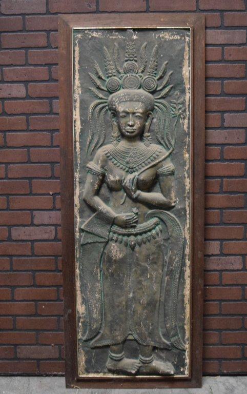 Large Vintage Framed Indian Goddess Relief