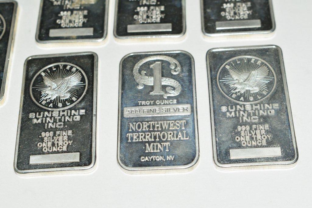 7  One Troy Ounce .999 Fine Silver Bars