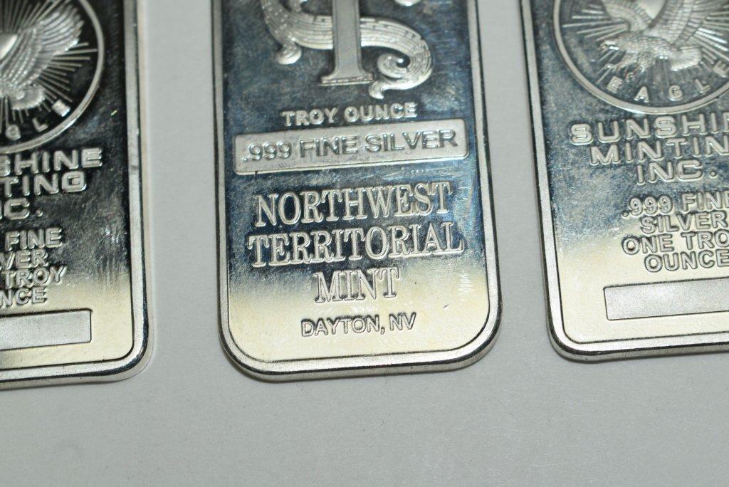 7  One Troy Ounce .999 Fine Silver Bars