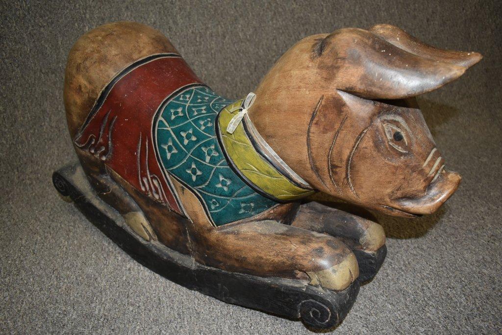 Hand Carved Solid Wood Rocking Horse