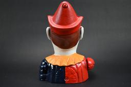 Vintage Cast Iron Clown Bank