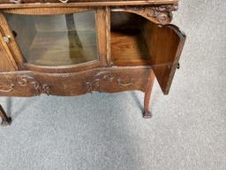 Antique Buffet Server With Mirrored Hutch