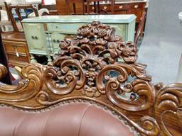 3pc Hand Carved Leather Living Room Set