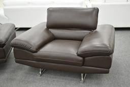 NEW Modern Brown Leather Sofa And Chair