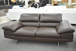 NEW Modern Brown Leather Sofa And Chair