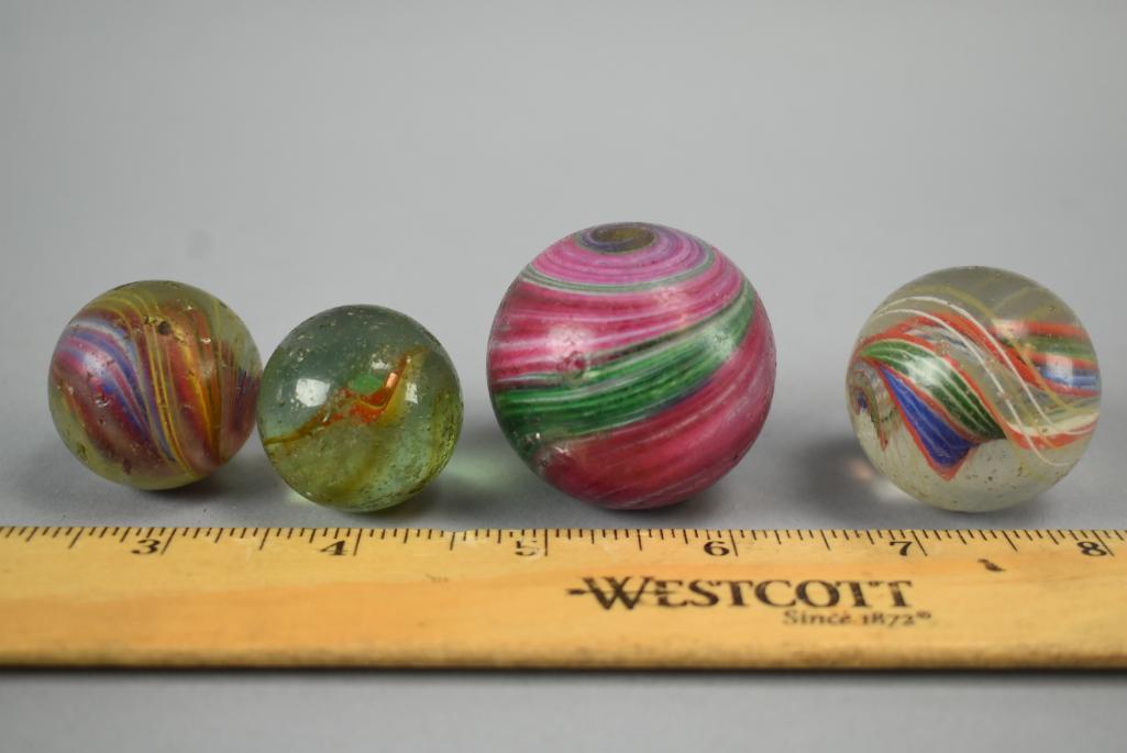 4 Antique Glass Marbles