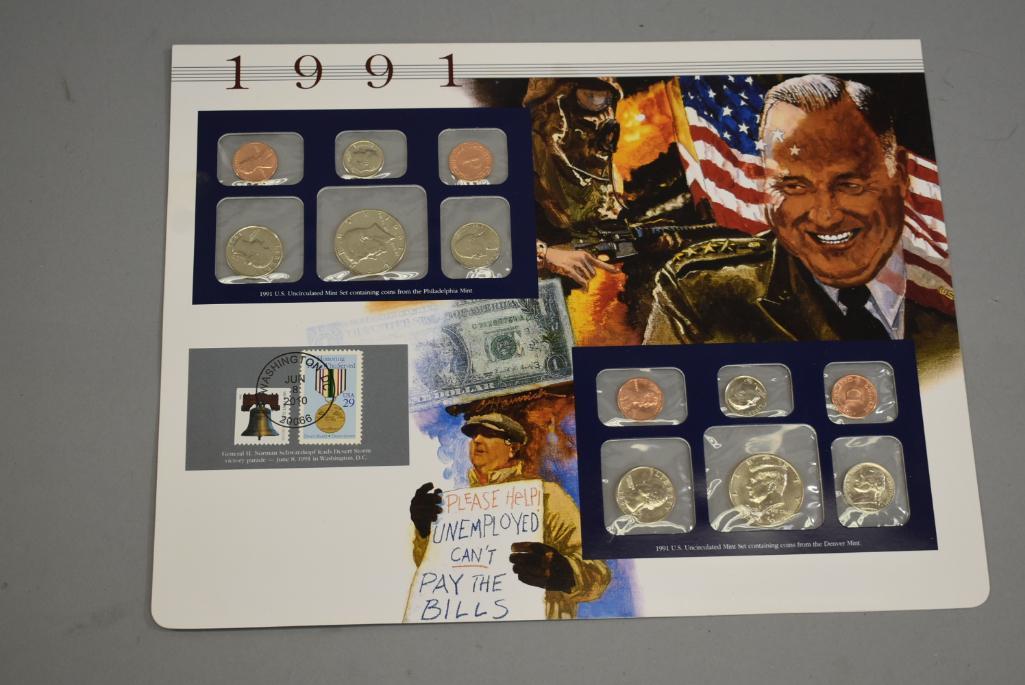 1991 Uncirculated Postal Commemorative Society Coin And Stamp Set