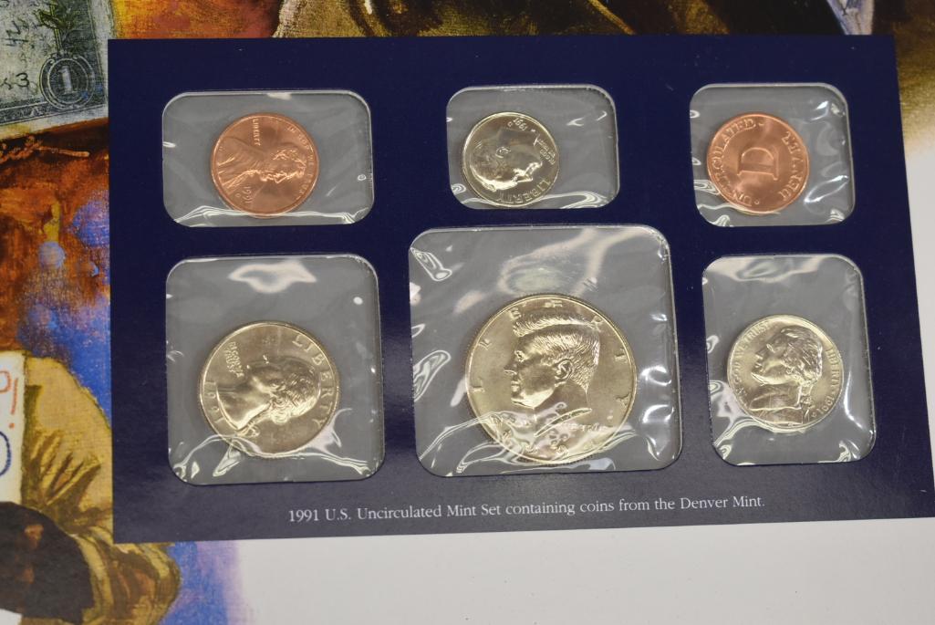 1991 Uncirculated Postal Commemorative Society Coin And Stamp Set