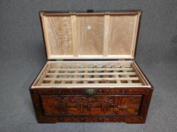 Large Hand-Carved Chinese Camphor Wood Chest